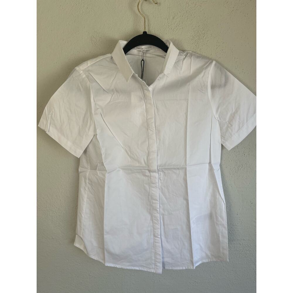 Grey Lab Woman White Button Down 100% Cotton Shirt, Size XS
